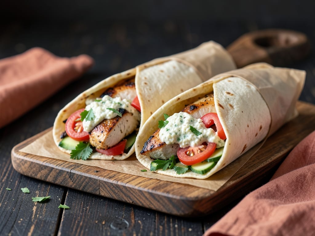 Chicken Shawarma Wraps with Garlic Toum