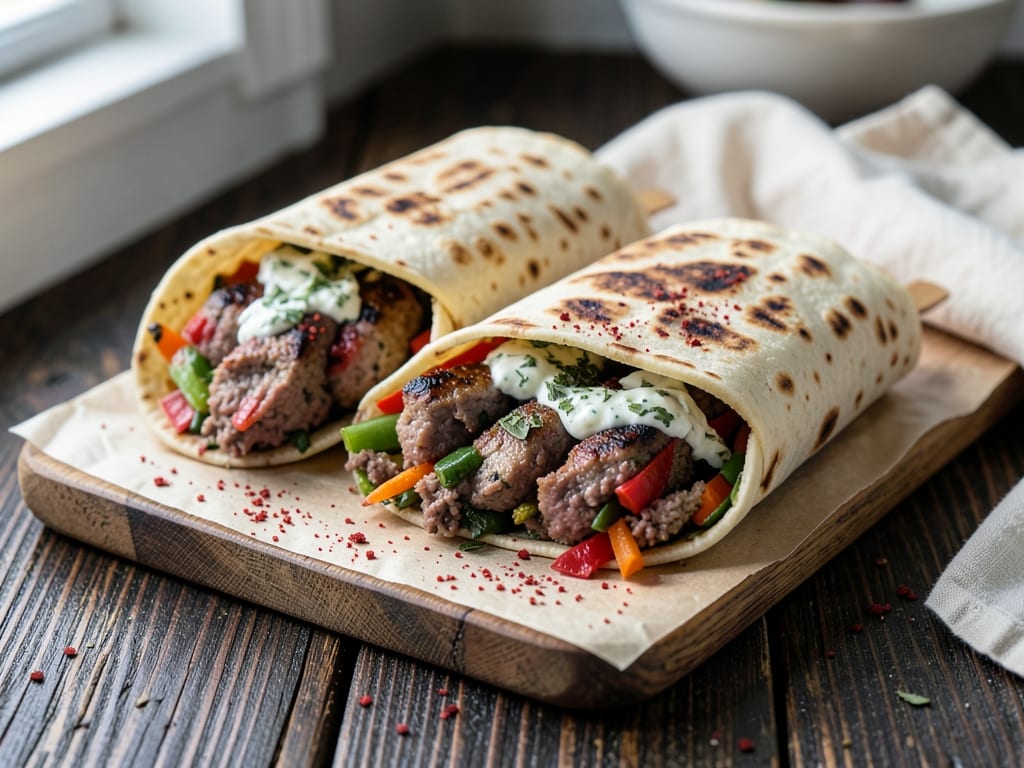 Grilled Lamb Kofta Wraps with Mint Yogurt
