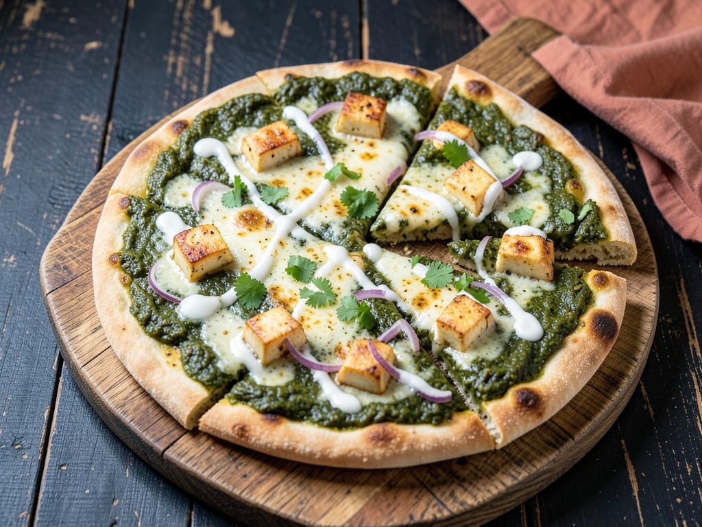 Saag Paneer Flatbread Pizza