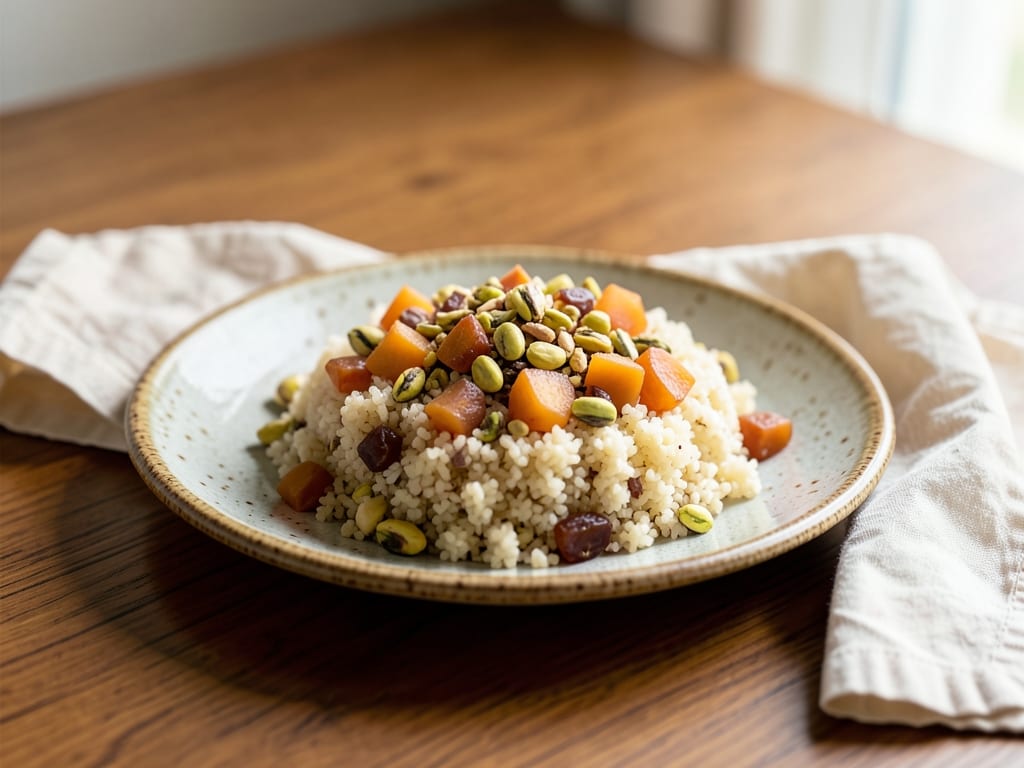 Eid Sweet Couscous with Rose Water and Pistachios